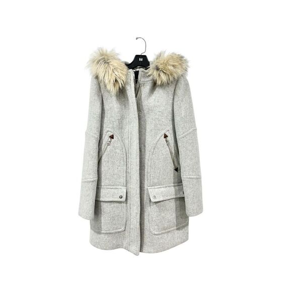 J Crew Stadium Cloth Fur Lined Wool Coat Size 0 - Picture 5 of 9